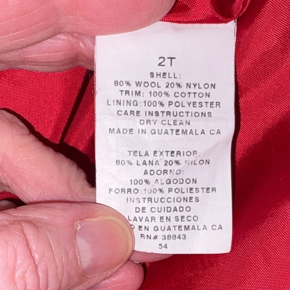 Rothschild Red wool Black velvet girls dress Coat 2t - Picture 7 of 8